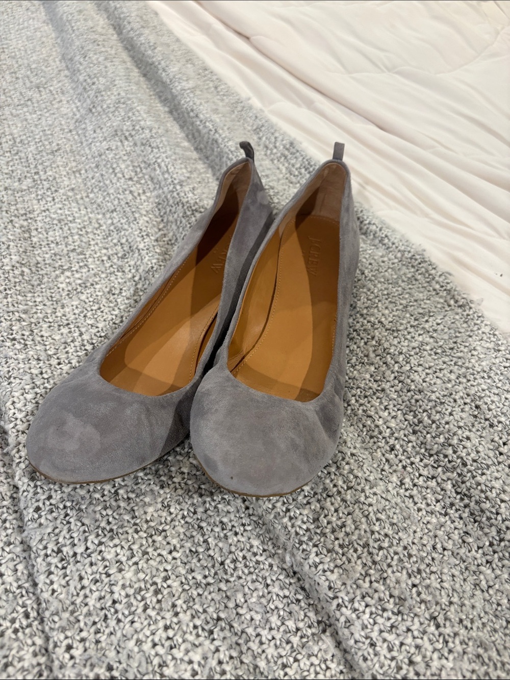 J. Crew Factory Gray Suede Ballet Flats